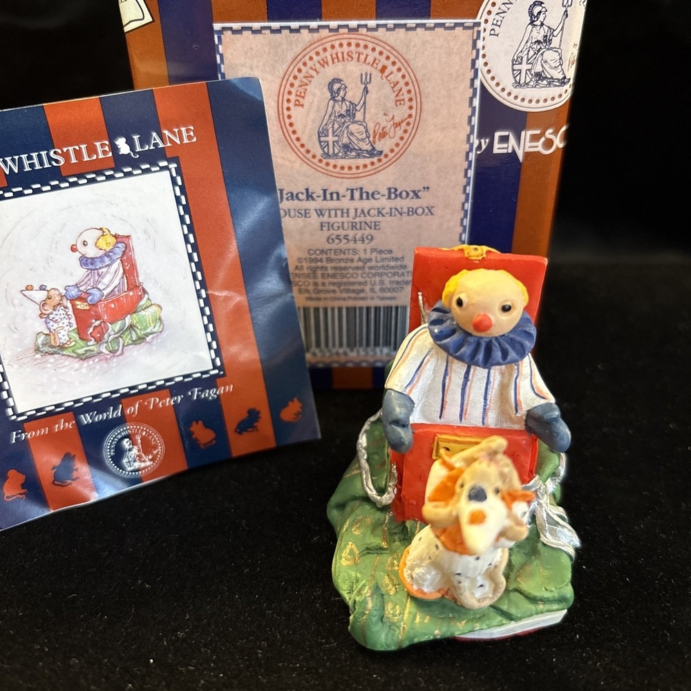 Enesco Jack In The Box Mouse Figurine Pennywhistle Lane 655449 Vintage 1994‎